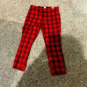 Gap red plaid skinny plaid pants